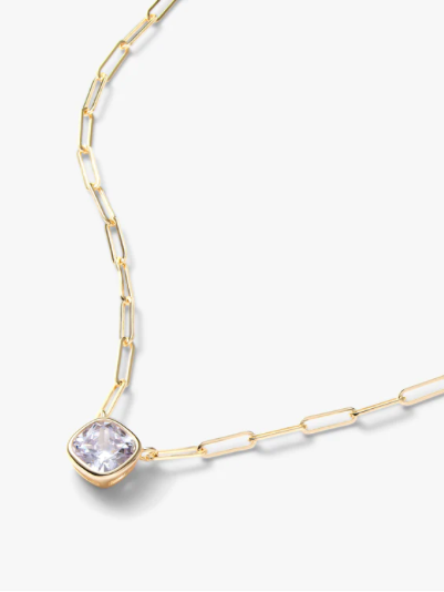 Baby Samantha Single Cushion Necklace in Gold