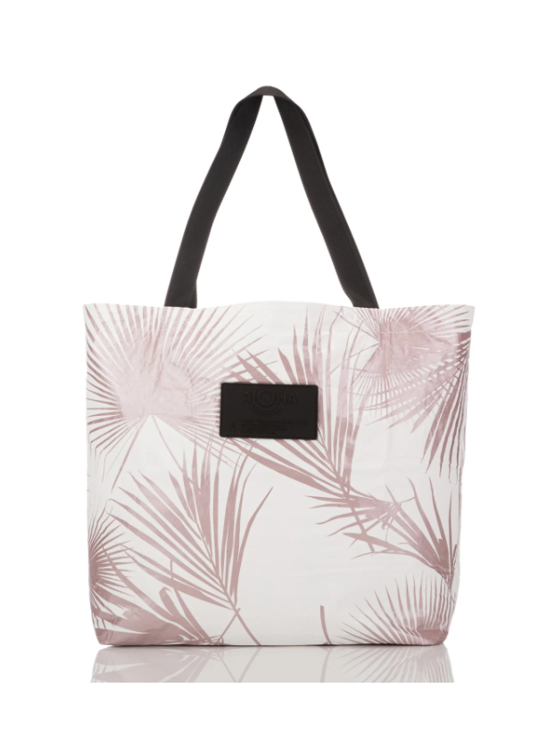 ALOHA Day Palms Reversible Tote in Rose Gold