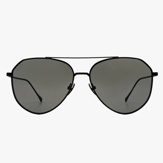 Dash Aviator in Matte Black with Polarized Solid Grey Lens