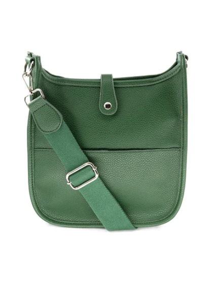 Midsize Saddle Bag in Vegan Leather in Olive Green