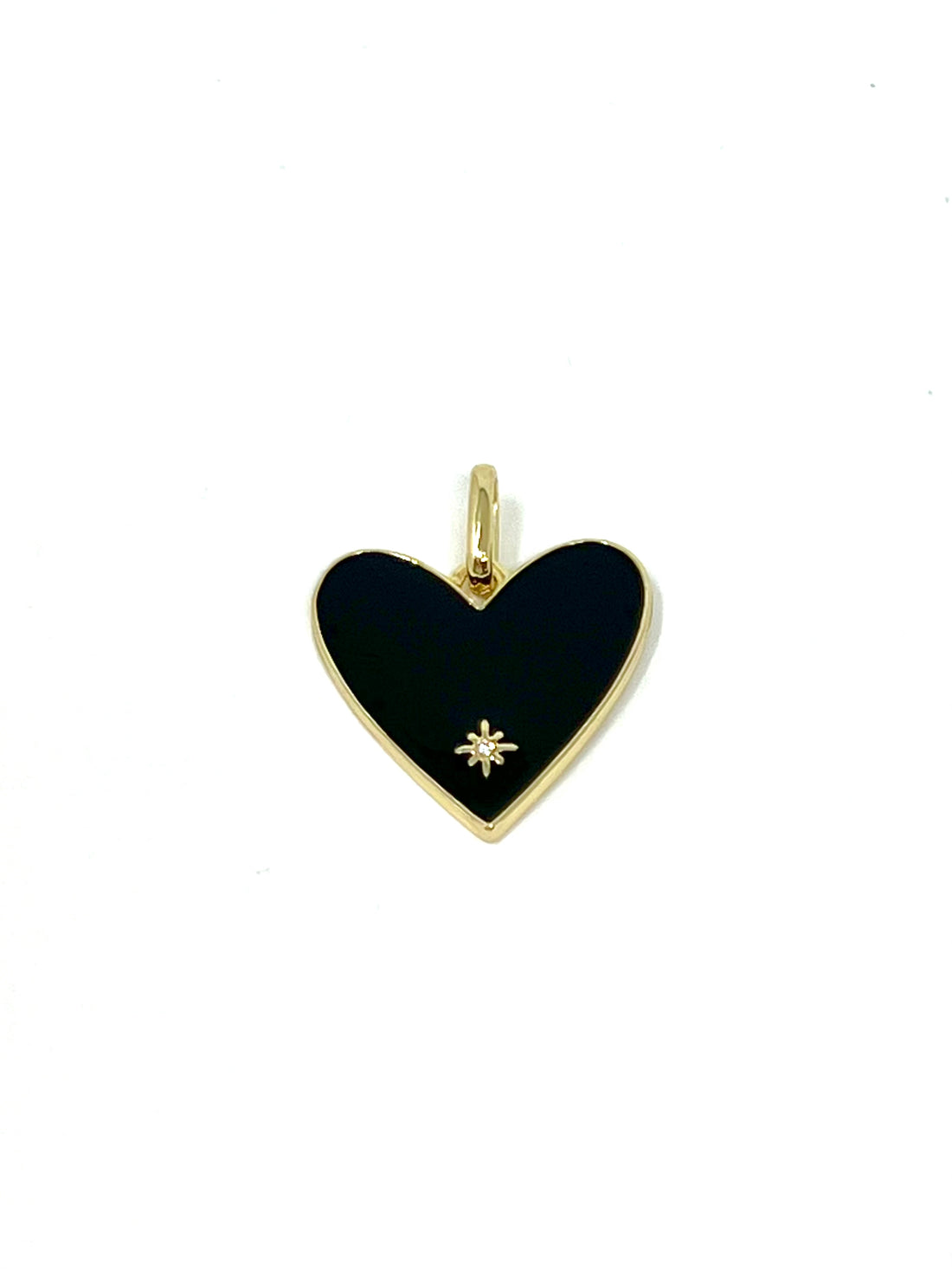 Charming Enamel Heart with Stone Charm in Black