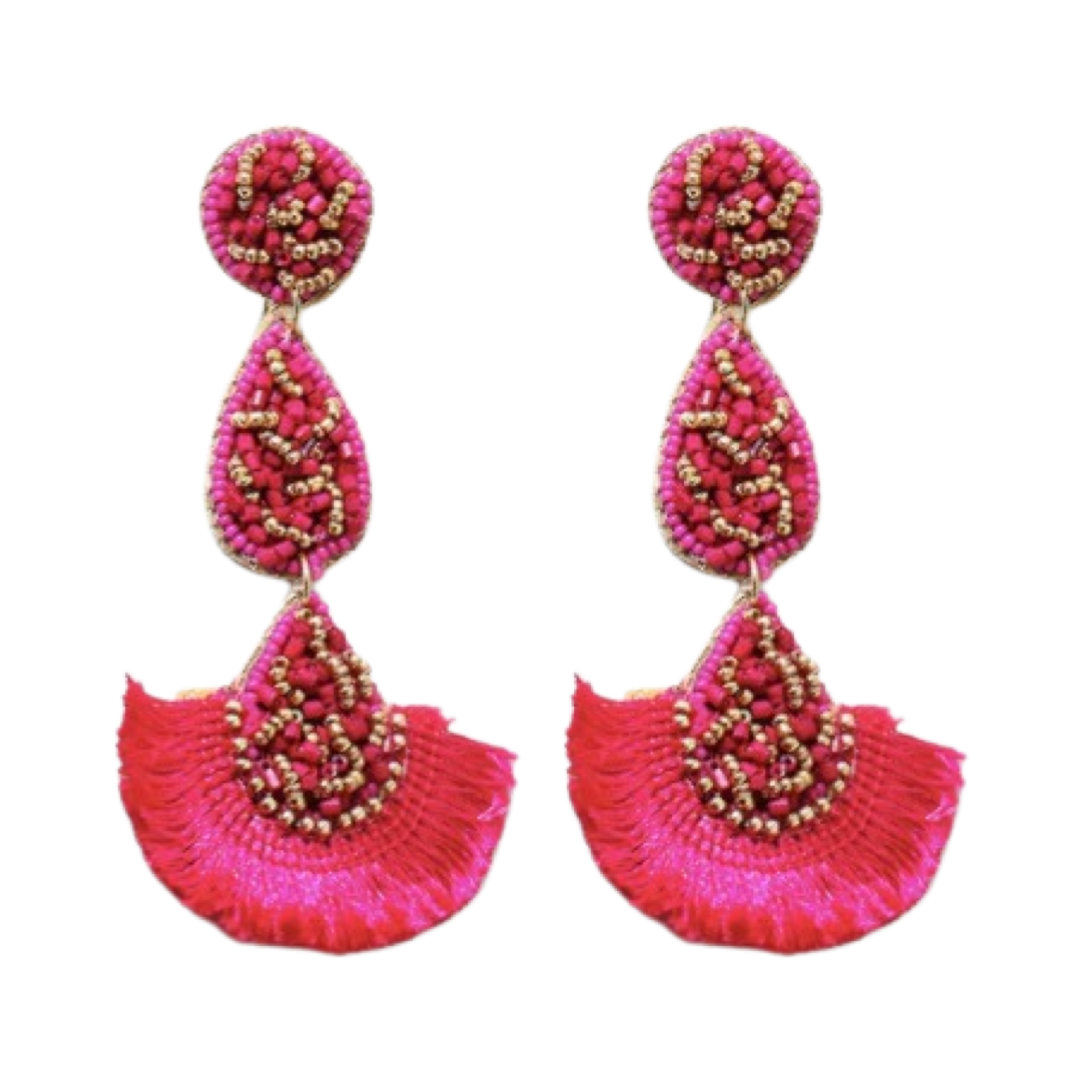 Kristy Beaded Earring in Magenta