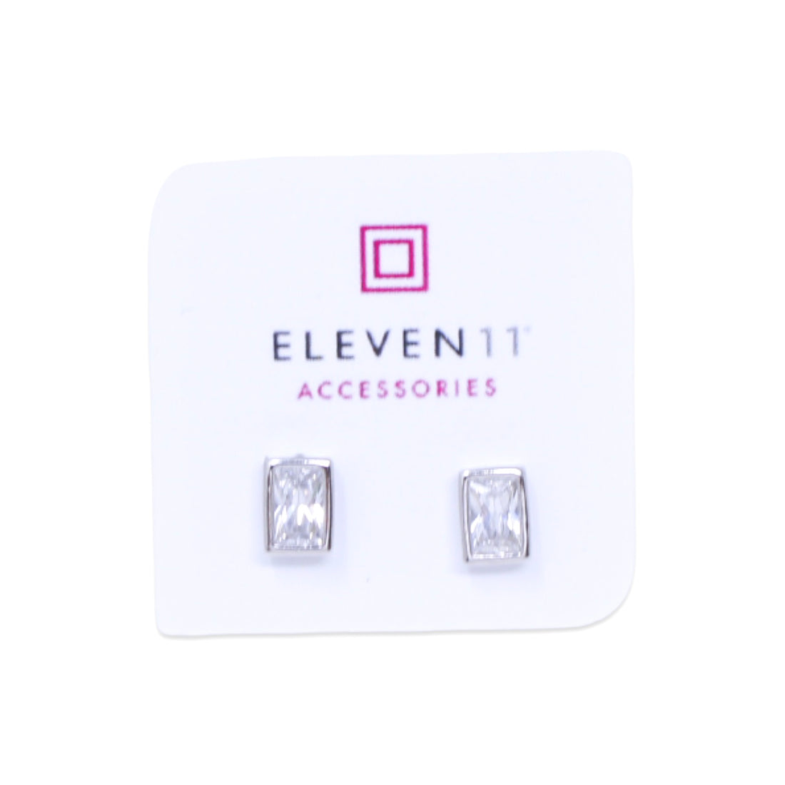 Bezel Rectangle Studs in Silver