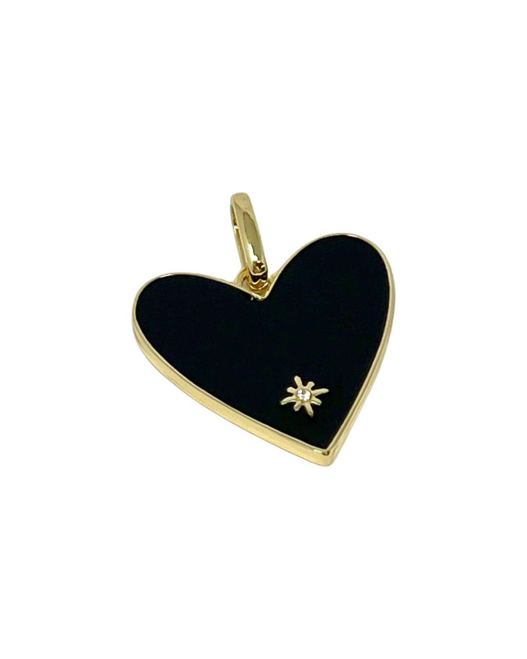 Charming Enamel Heart with Stone Charm in Black
