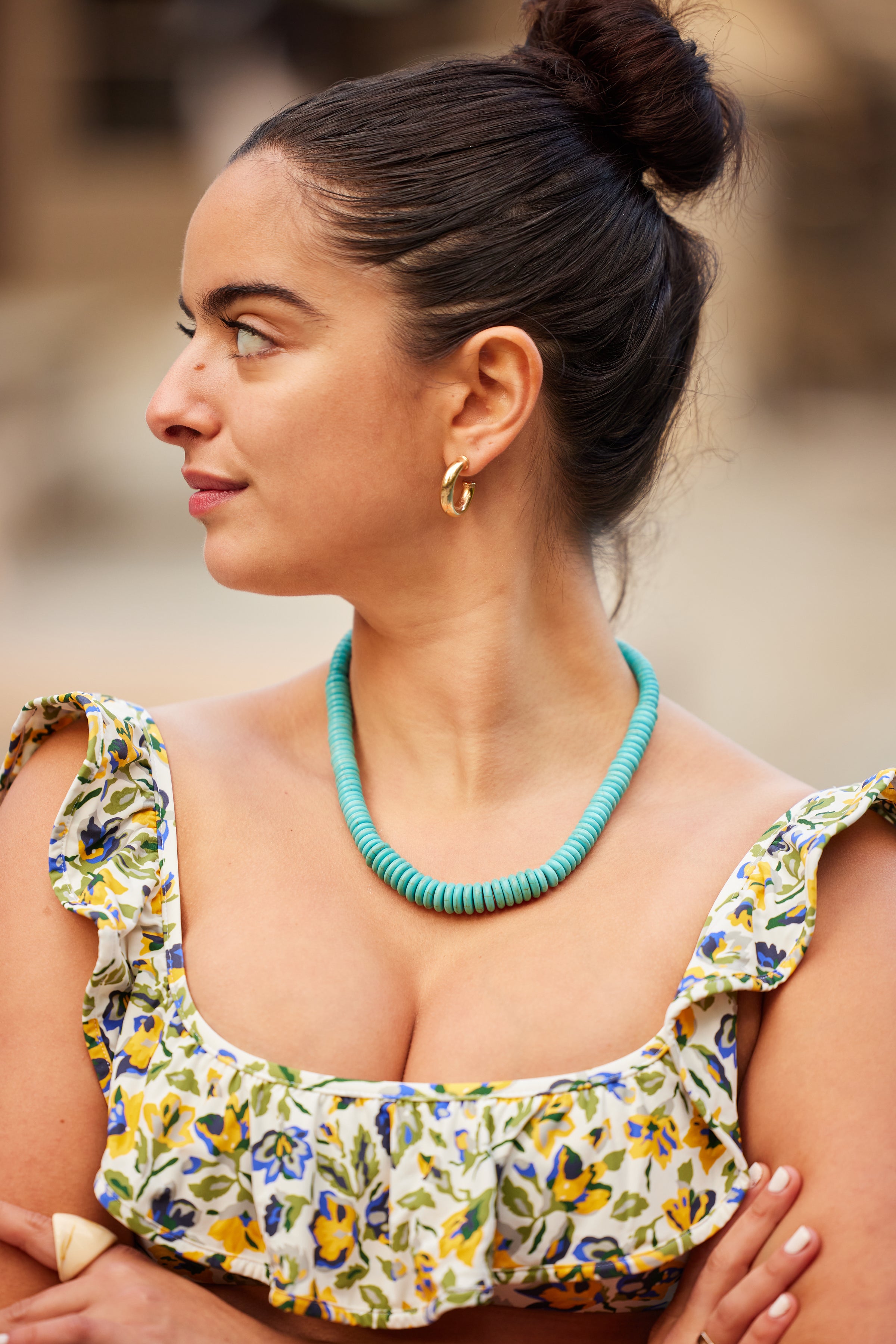 Natural Stone Necklace in Turquoise Color