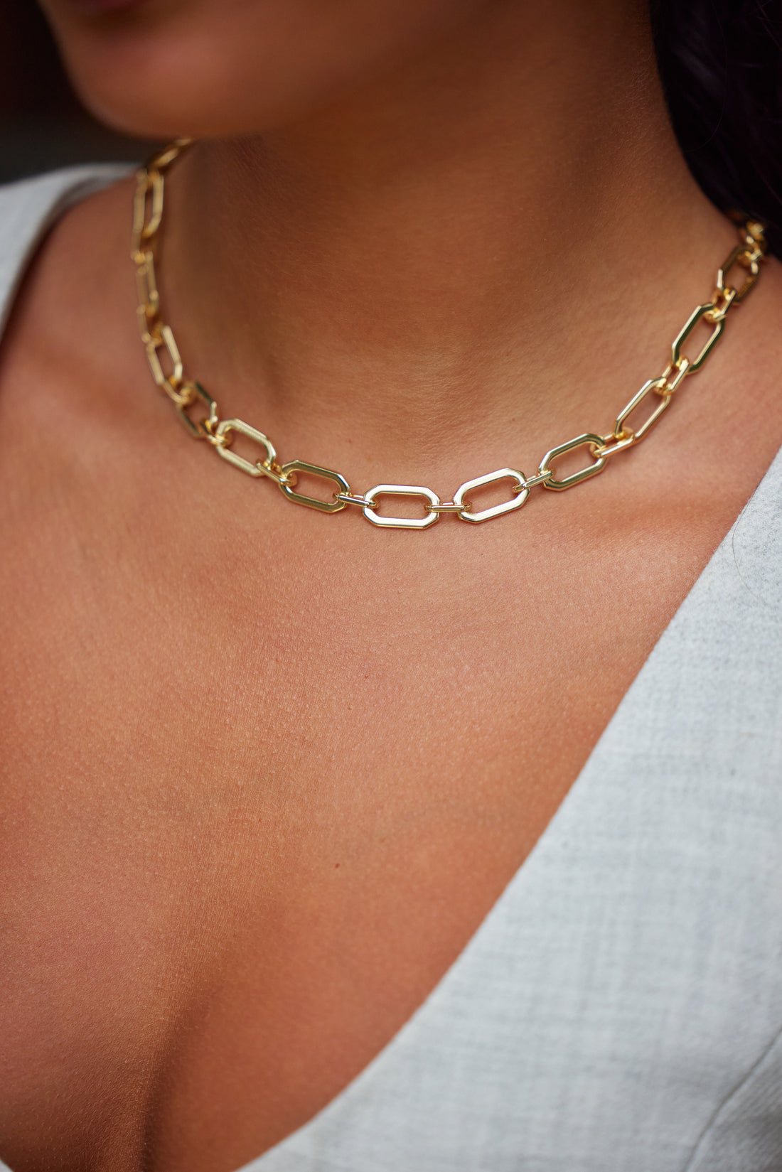 Eva Chainlink Necklace in Gold
