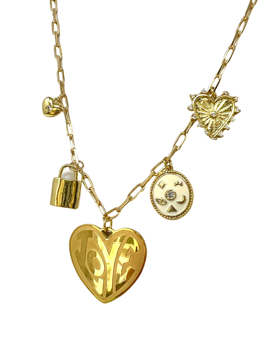 Whole Lotta Love Charm Necklace in Gold