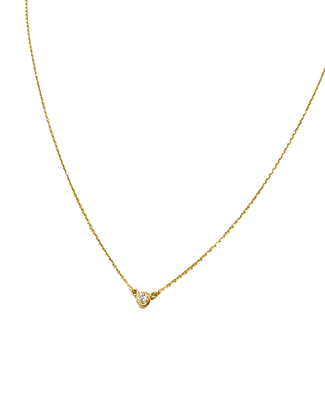 Bezel Solitaire Diamond Heart Necklace in 14K