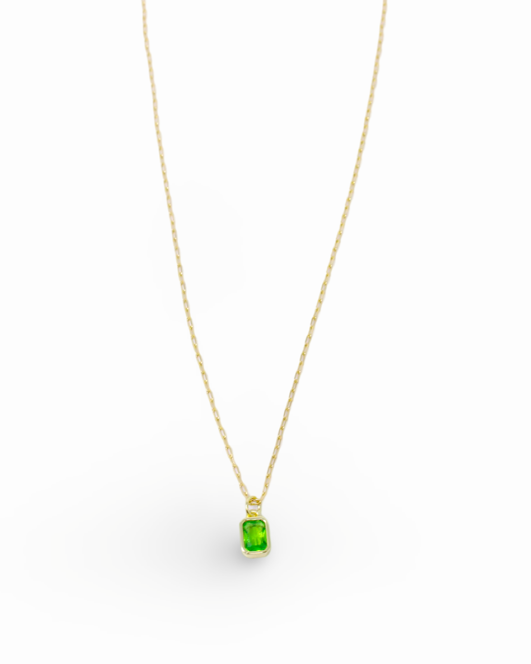 Birthstone Necklace in August Periot Green