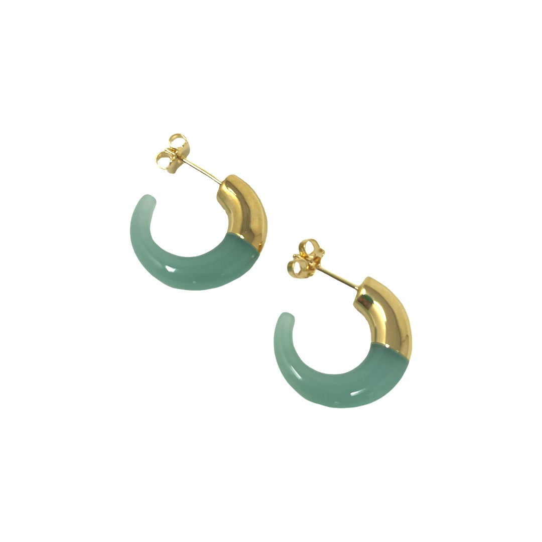 Resin Crescent Hoop in Jade