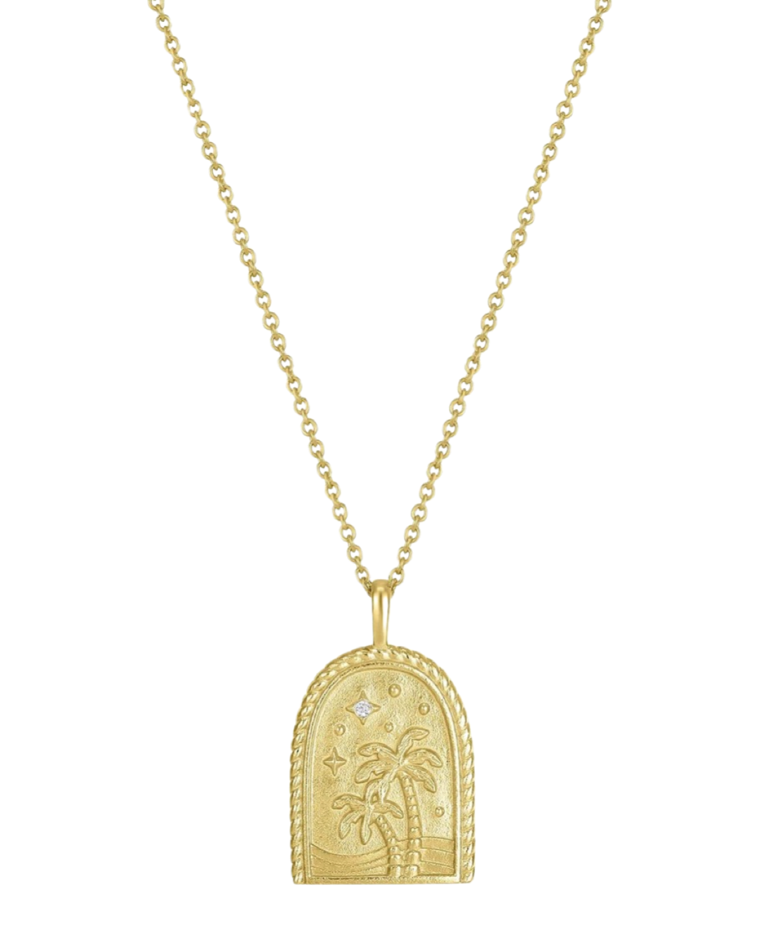Palm Tree Pendant Necklace in Gold
