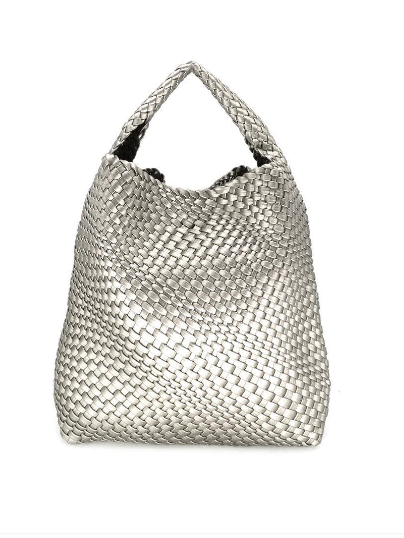 Woven Tote in Pewter