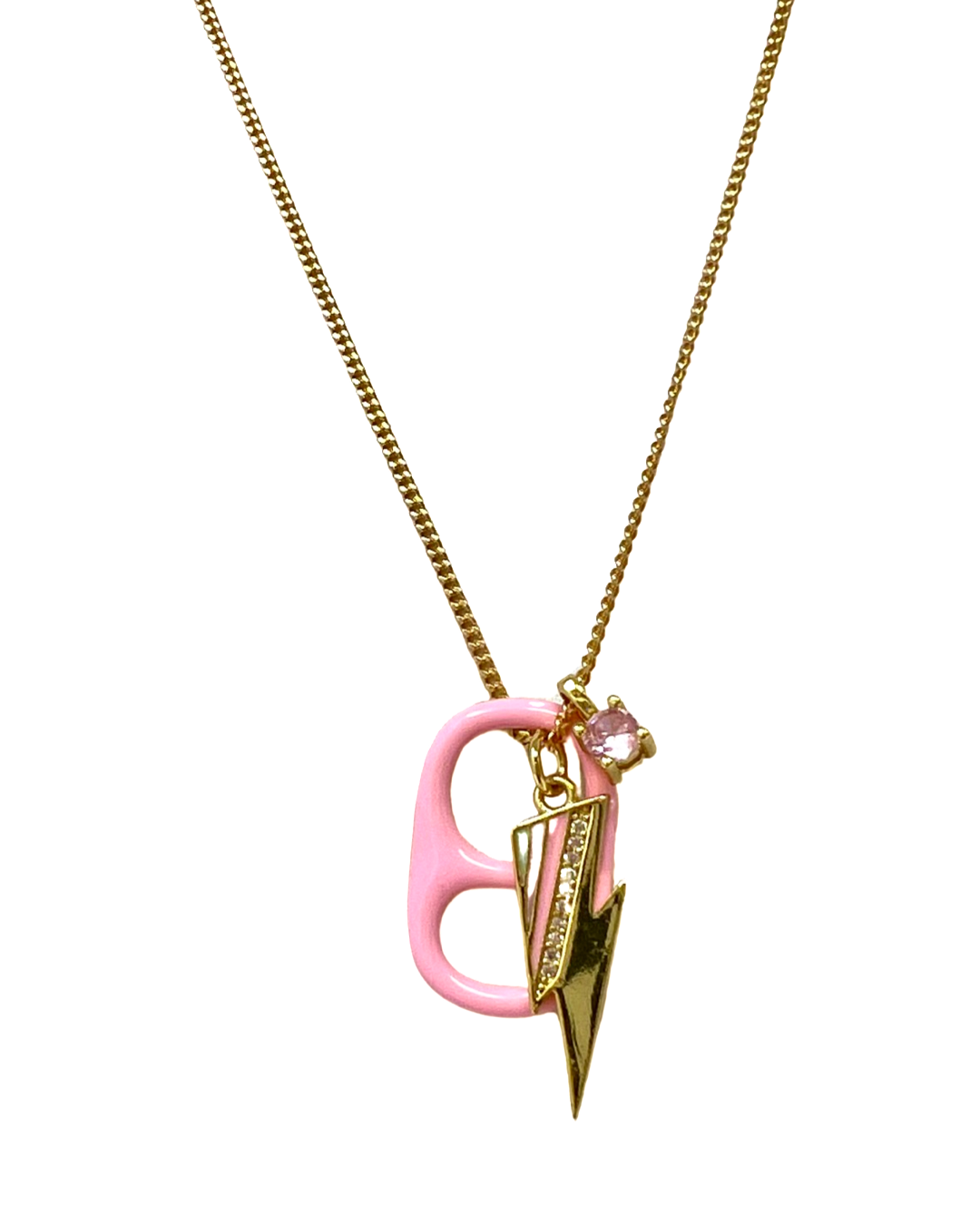 Electric Tab Charm Necklace in Gold