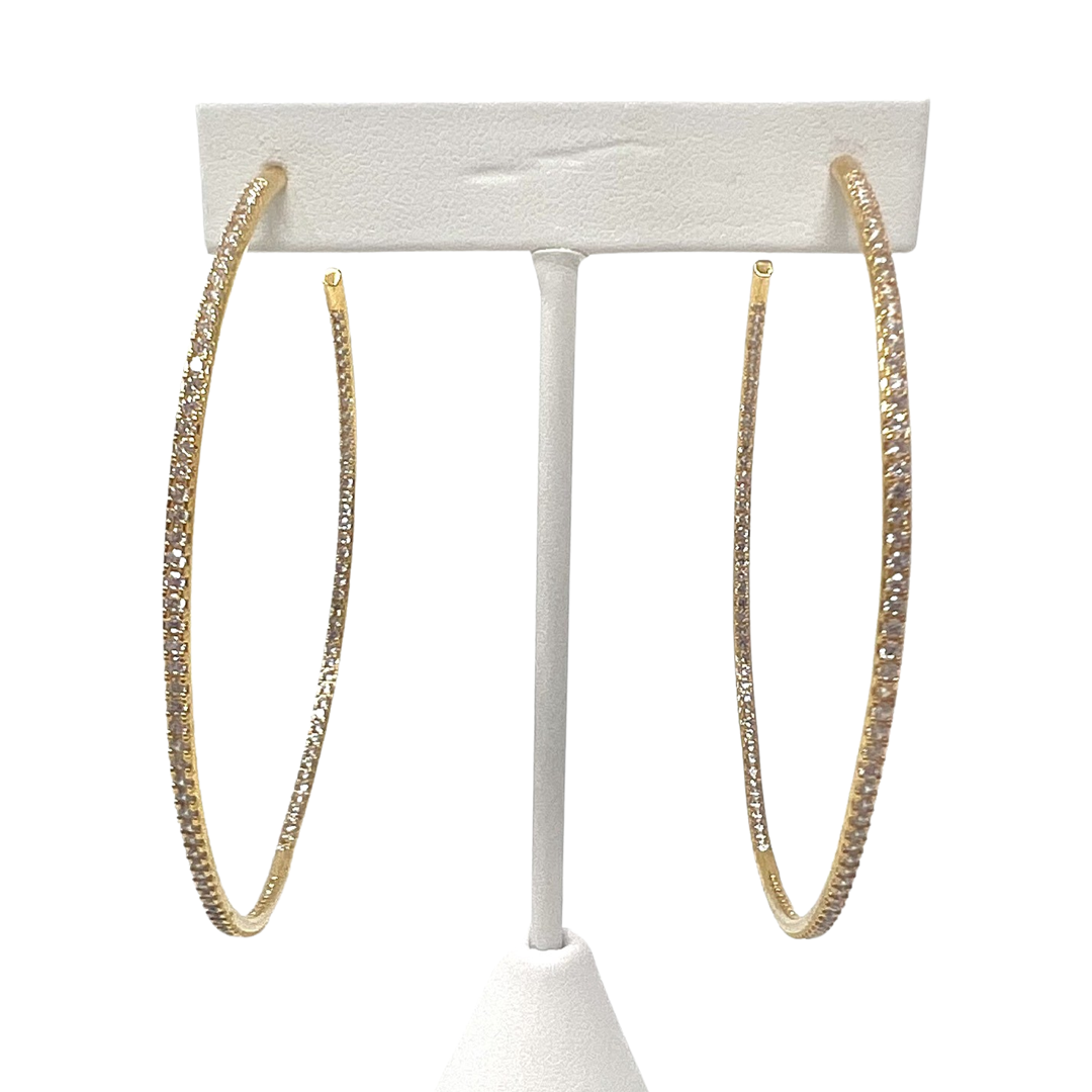 XL Pave Hoop in Gold
