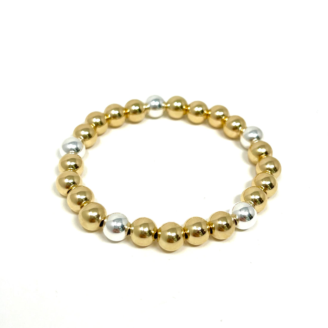 Large Ball Bracelet in Gold with Silver Dots