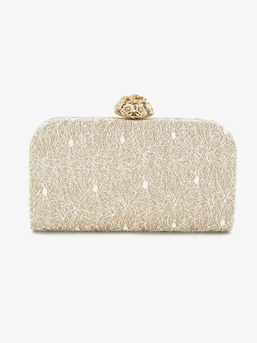 Lacey Clutch in Champagne