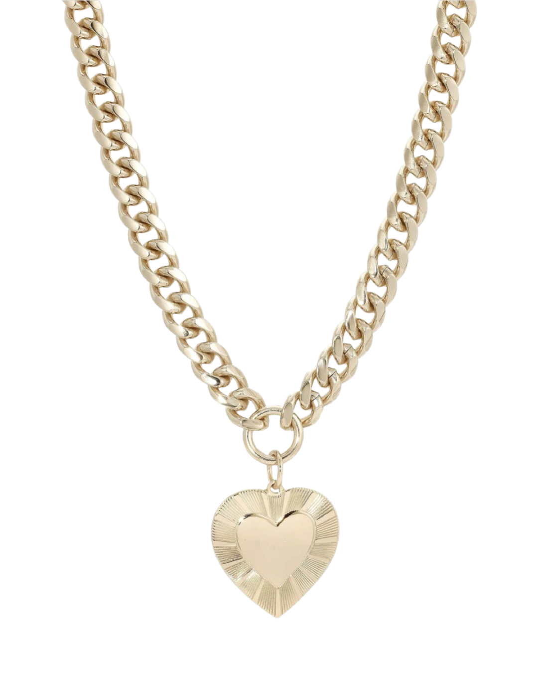 Curb Chain and Heart Necklace