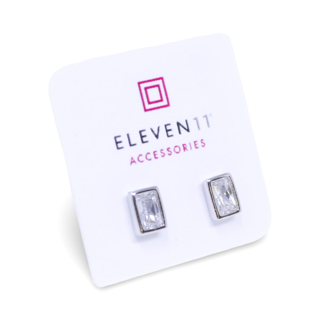 Bezel Rectangle Studs in Silver