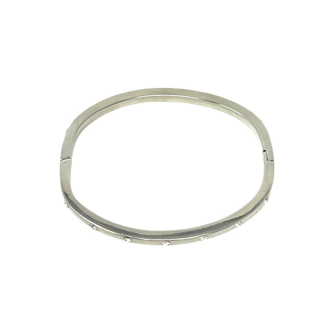 Annika Bangle in Silver with Clear CZ Stones