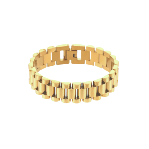 Large Wristwatch Band Bracelet in Gold