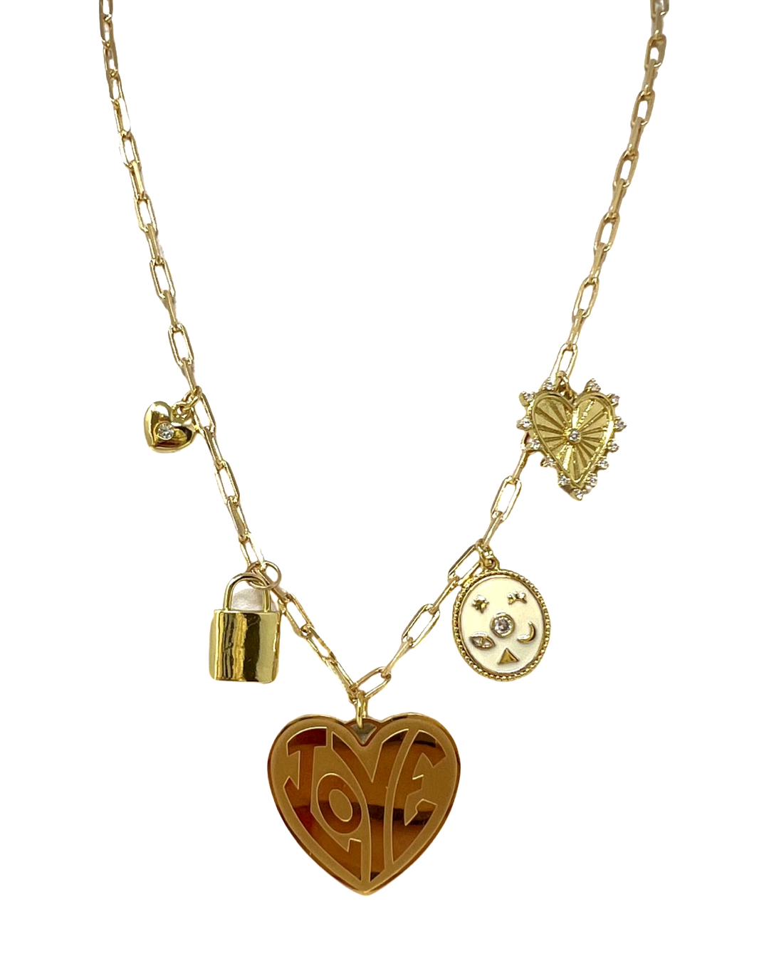 Whole Lotta Love Charm Necklace in Gold