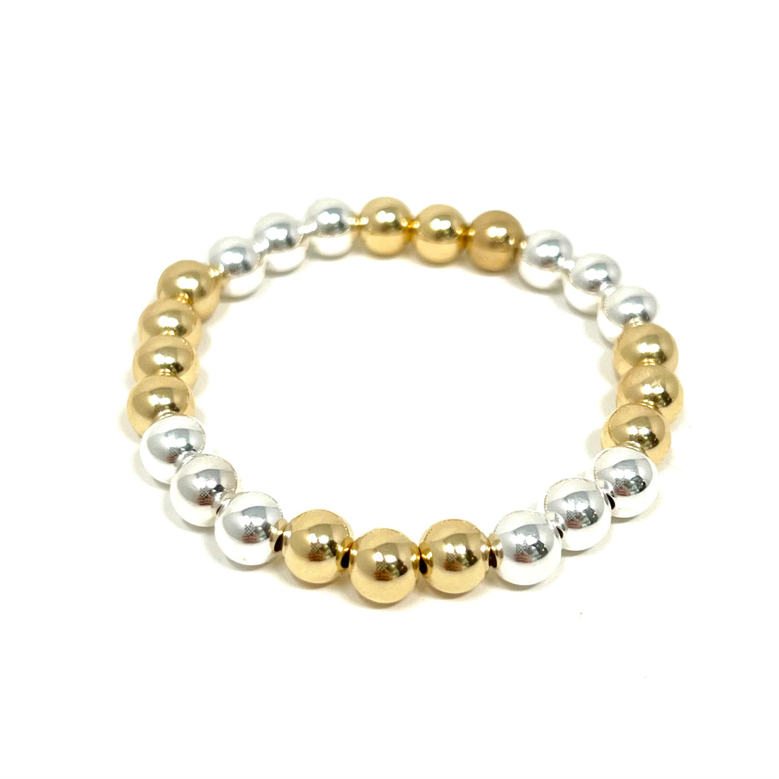 Large Ball Bracelet in Blocks of Silver and Gold