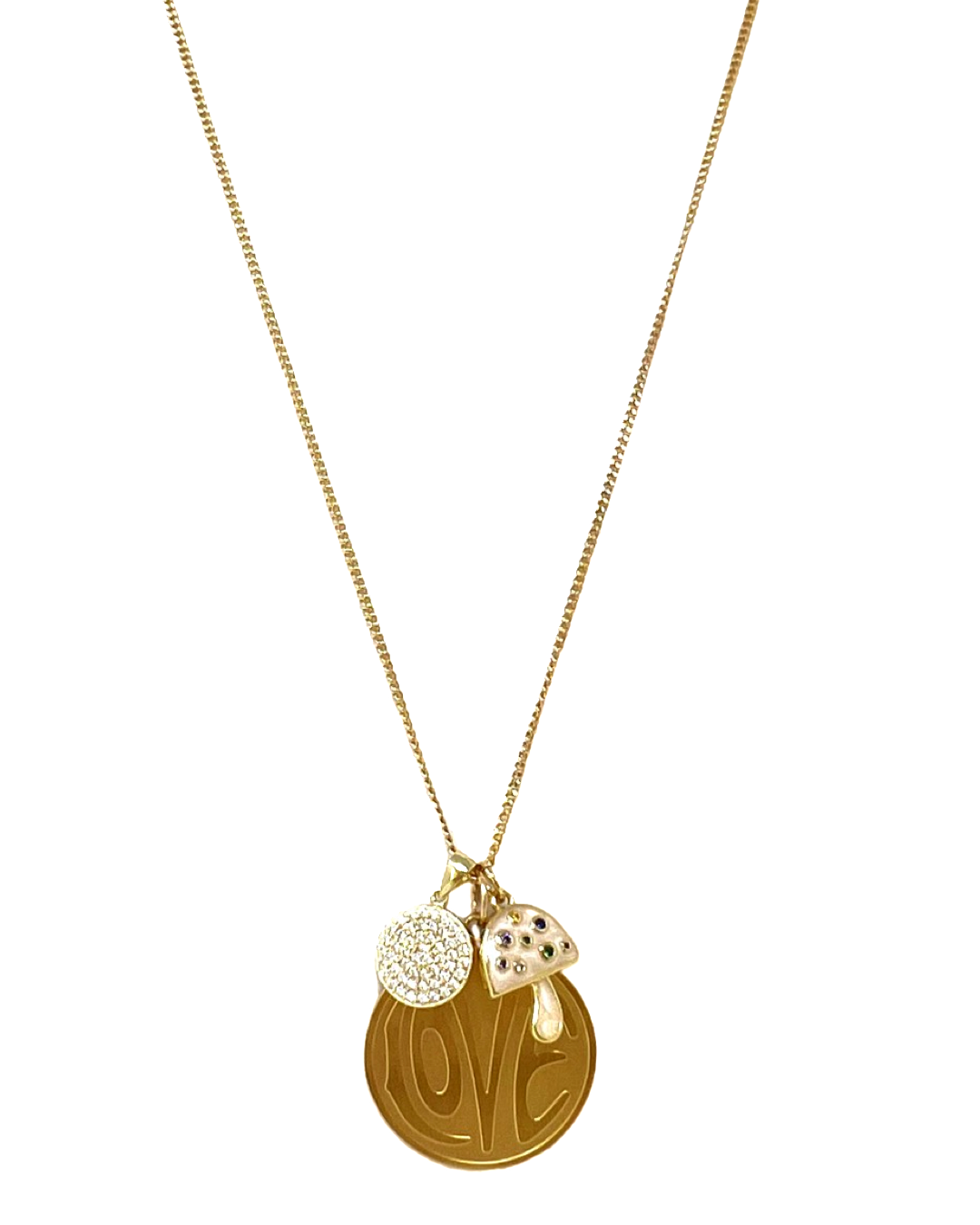 Shroom Love Charm Necklace in Gold