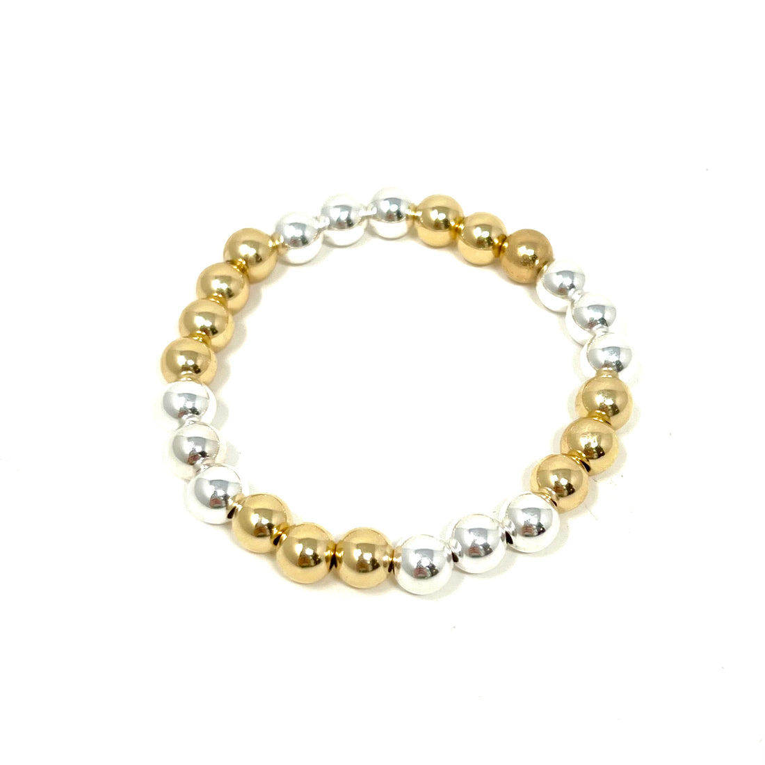 Large Ball Bracelet in Blocks of Silver and Gold