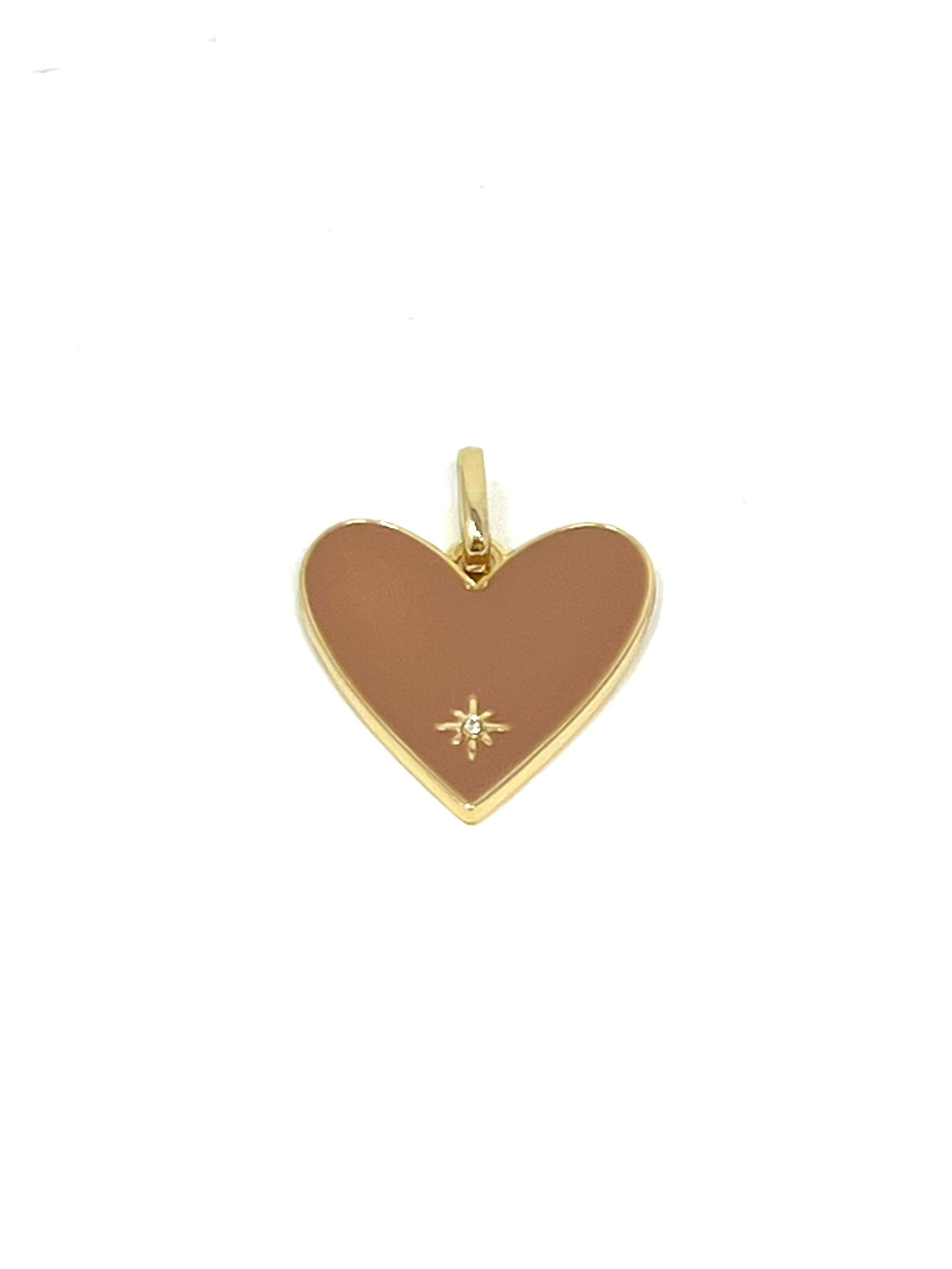 Charming Enamel Heart with Stone Charm in Nude