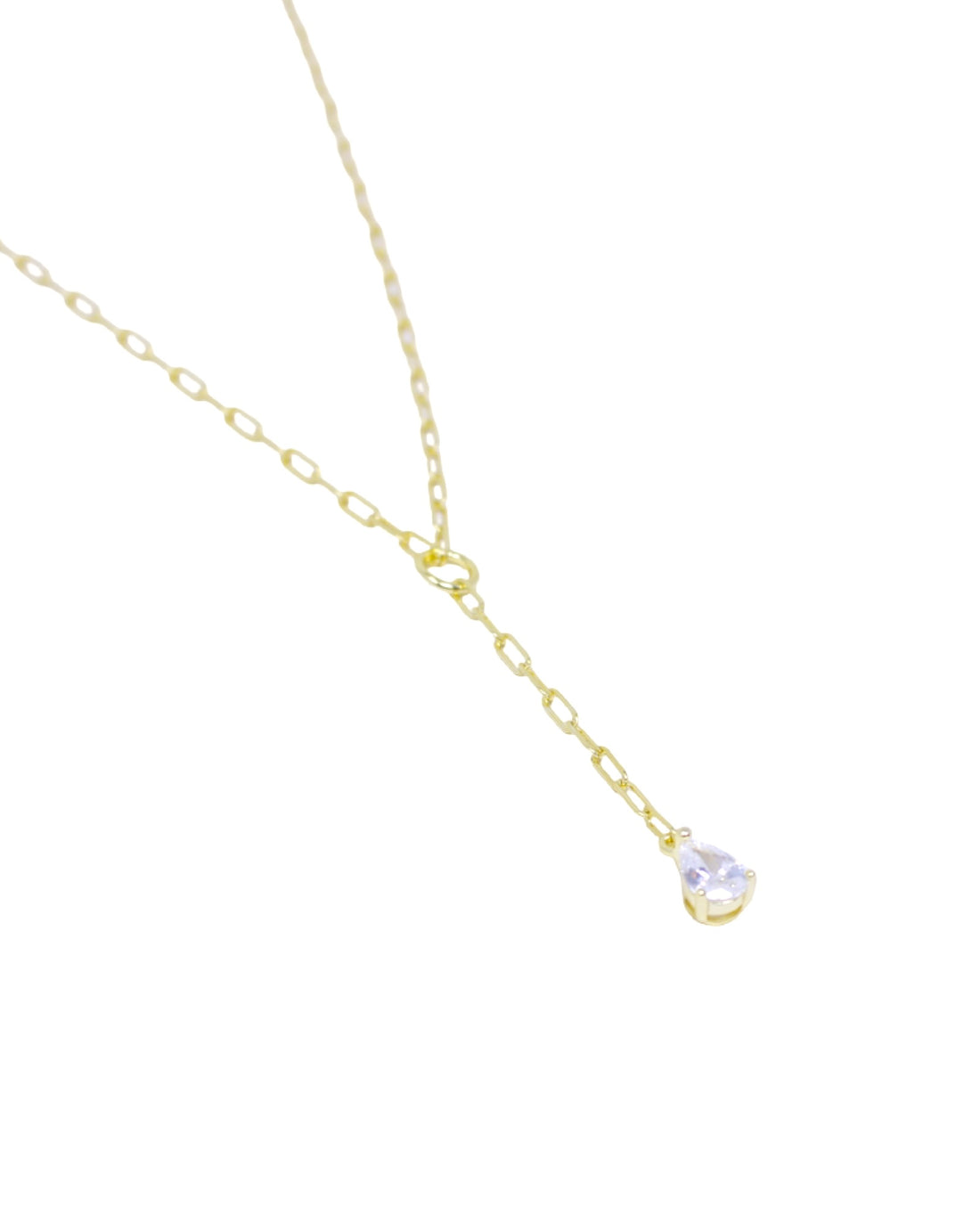 Pear Shaped Stone Lariat Necklace in Gold