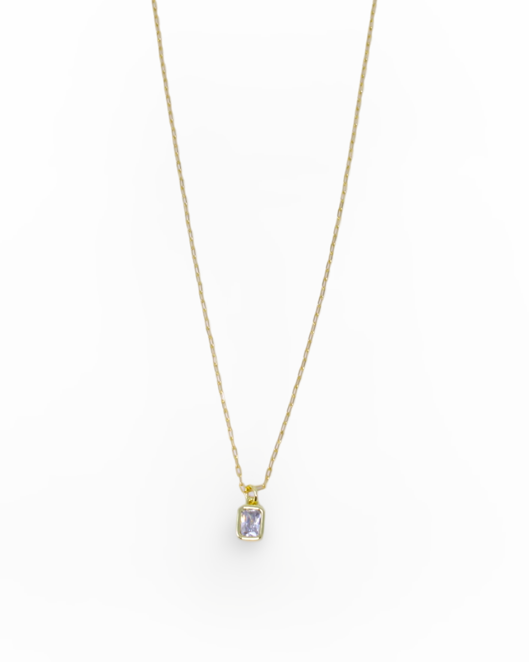 Birthstone Necklace in April Clear “Diamond” CZ