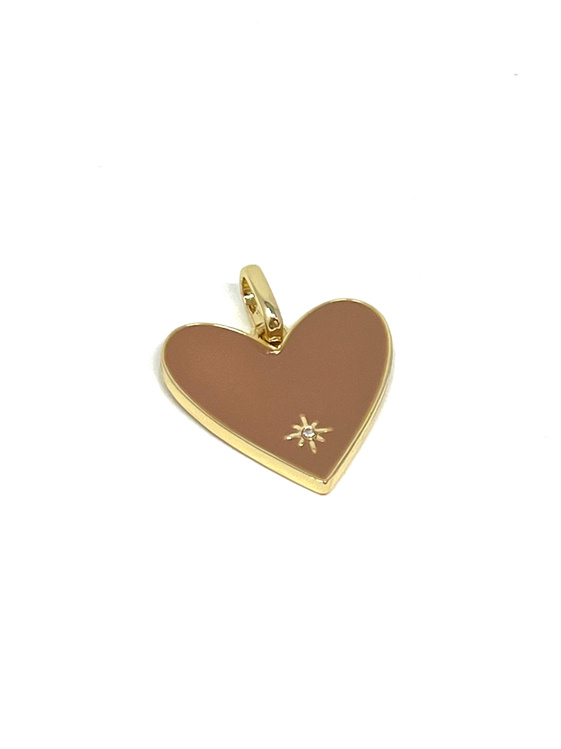Charming Enamel Heart with Stone Charm in Nude