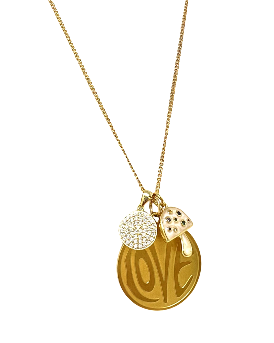 Shroom Love Charm Necklace in Gold