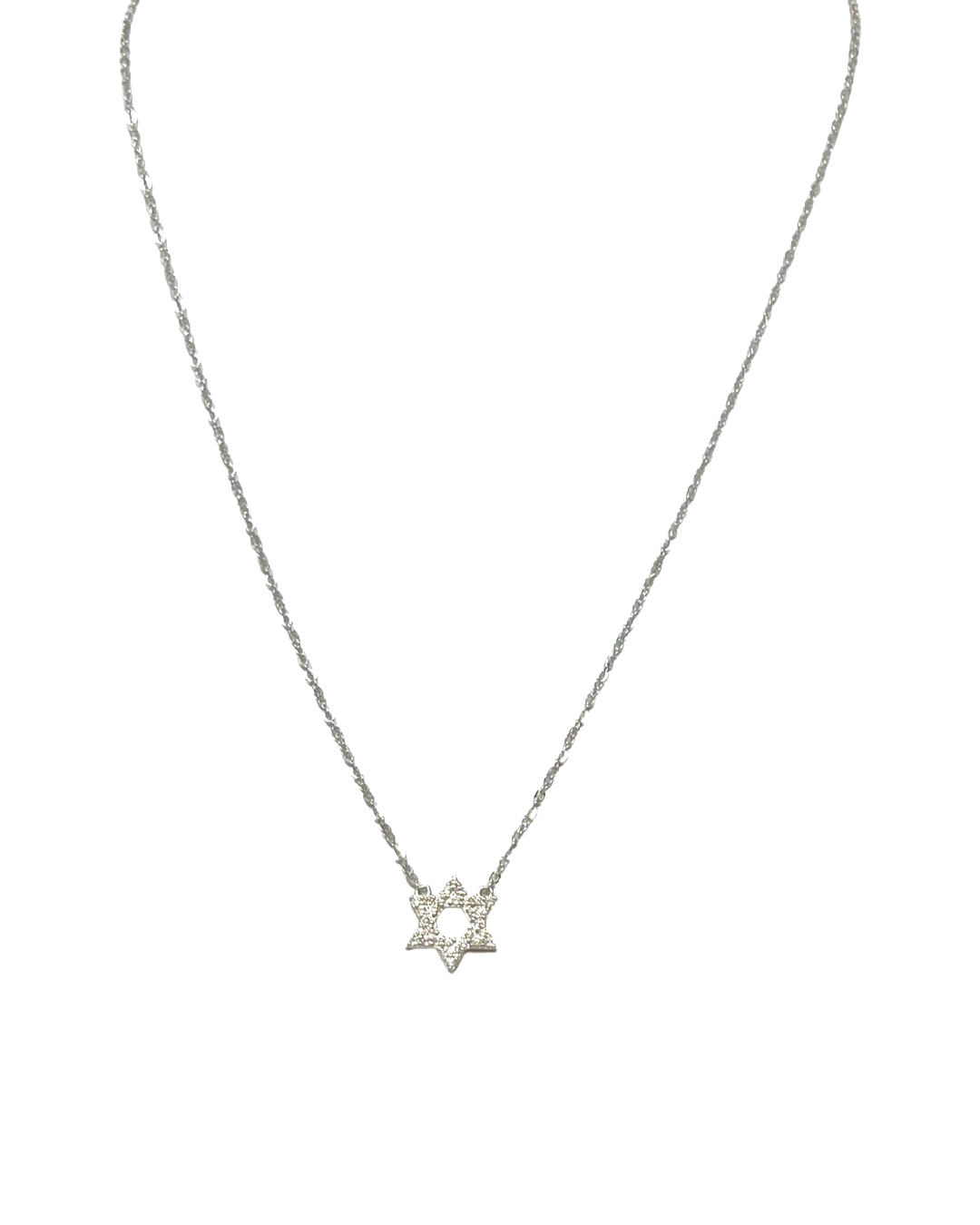 Pave Star of David Necklace in Silver