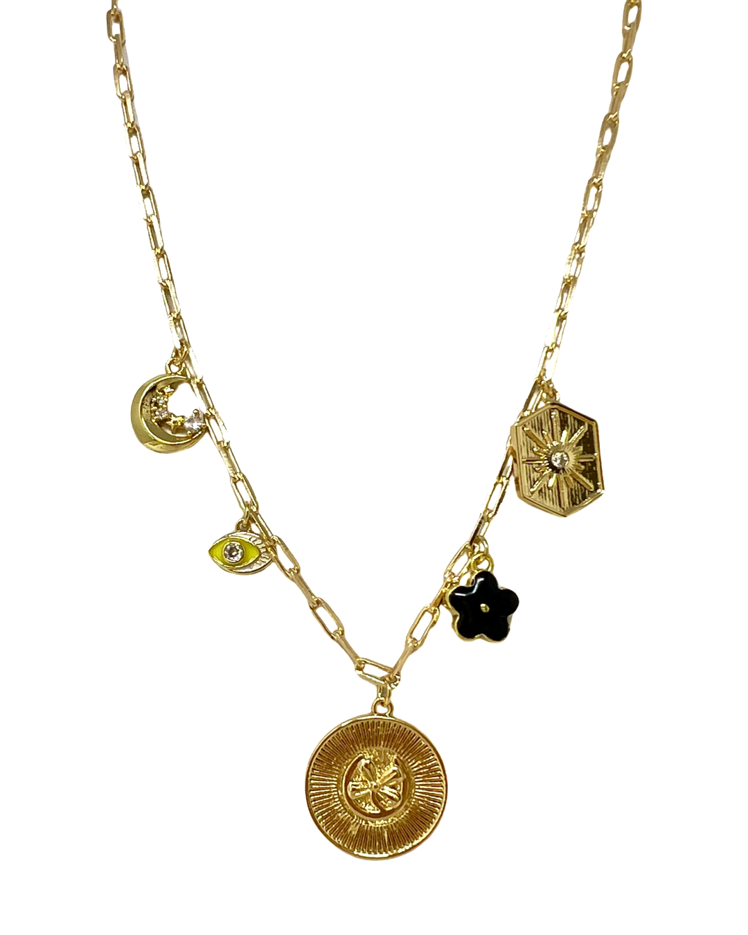 Lucky Stars Charm Necklace in Gold