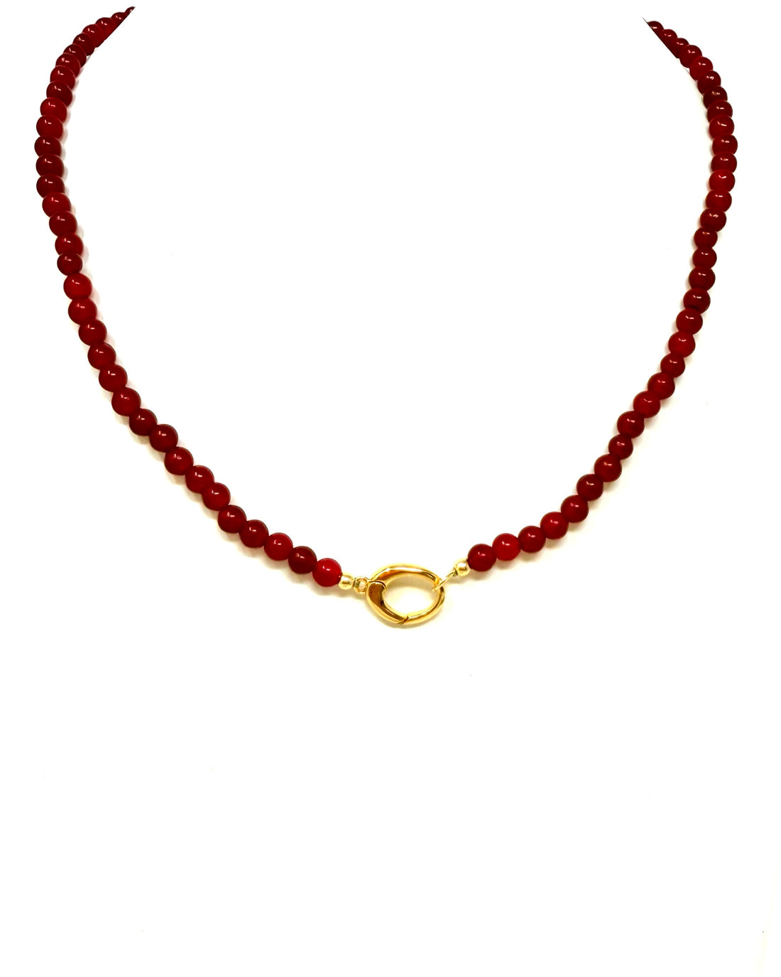 Mini Beaded Necklace with Charm Clip in Berry