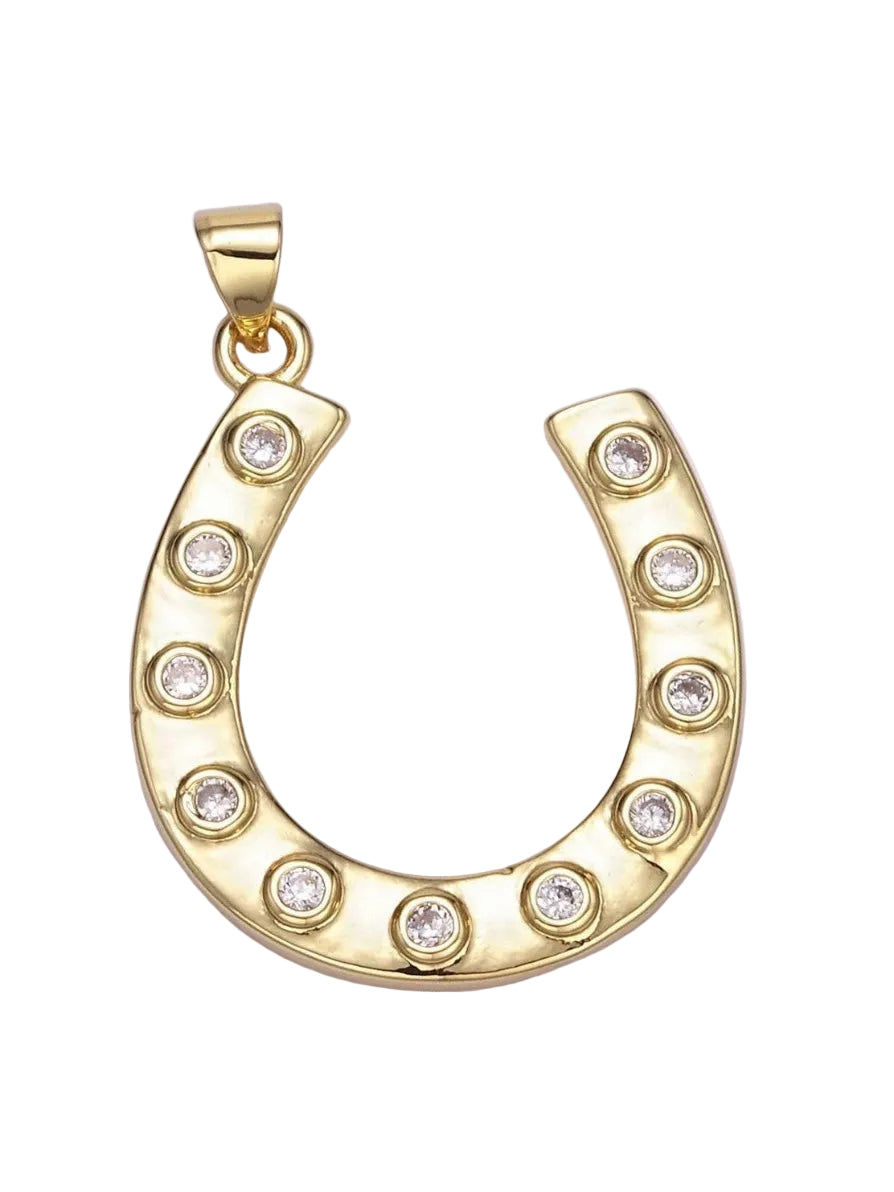 Horseshoe CZ Charm in Gold