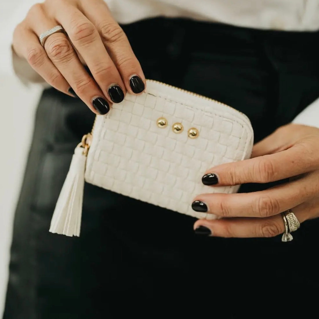 Wynona Woven Wallet in Cream