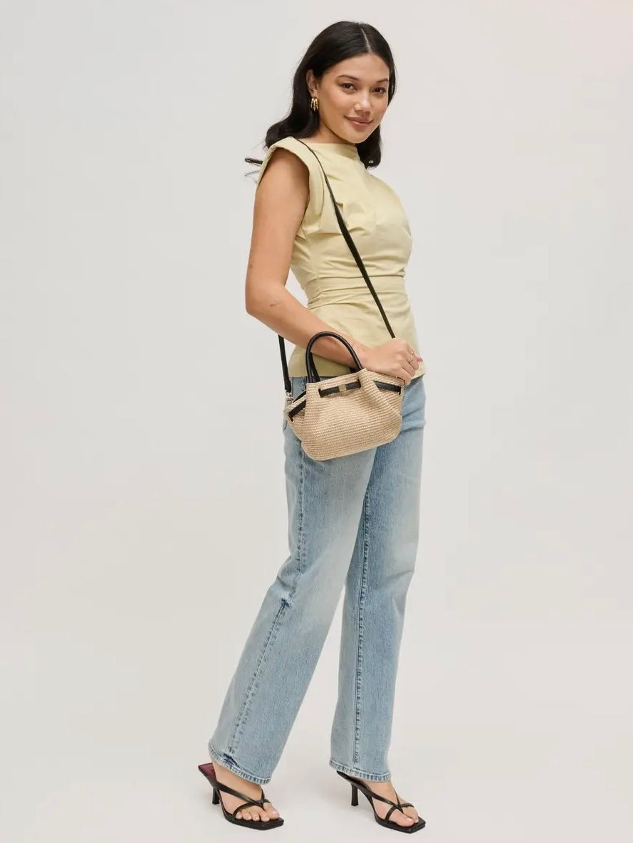 Selena Natural Straw with Black