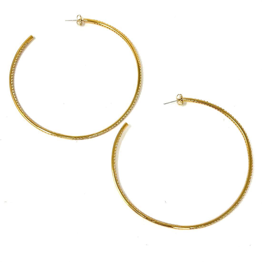 XL Pave Hoop in Gold