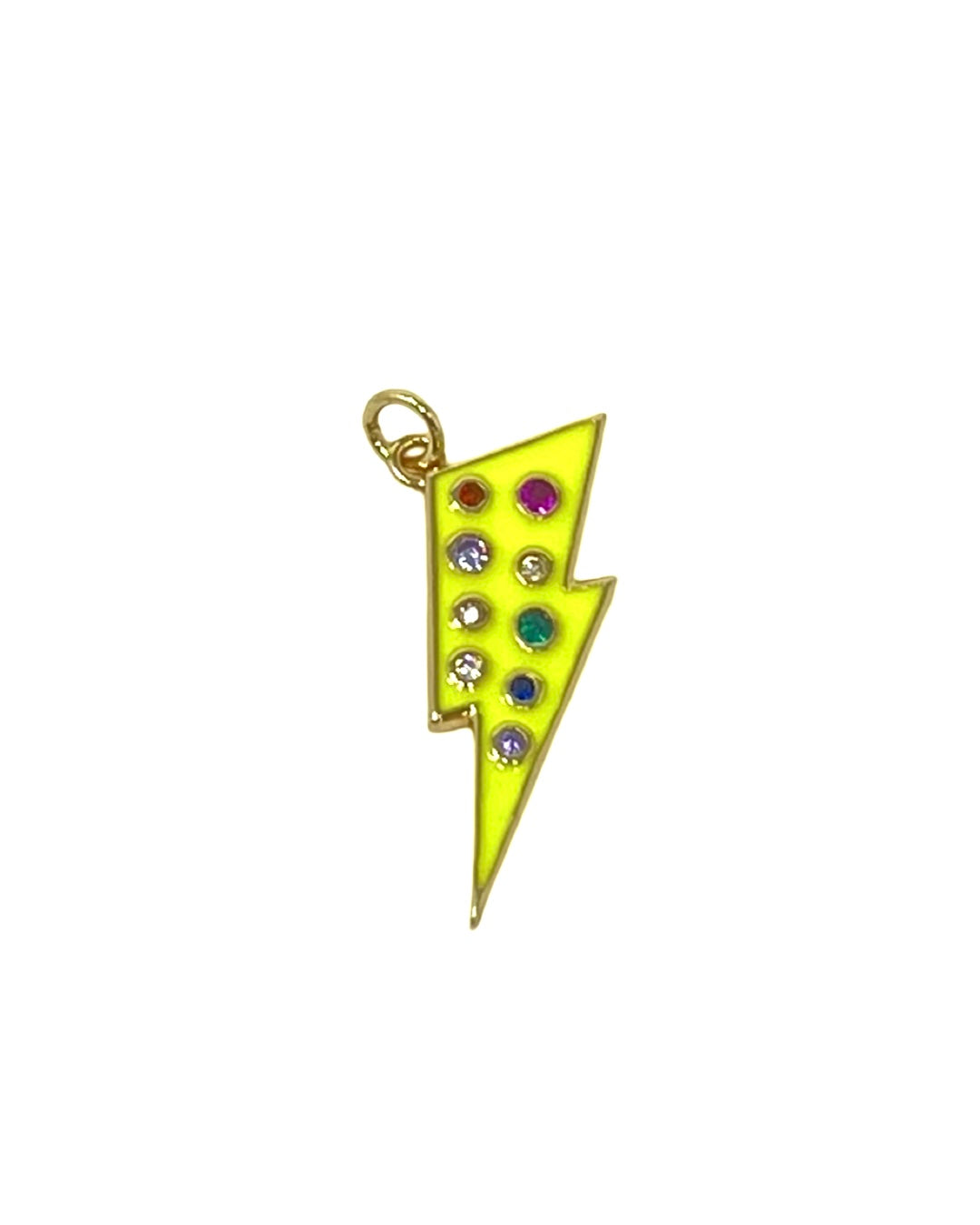 Charming Colorful CZ Enamel Bolt Charm in Yellow