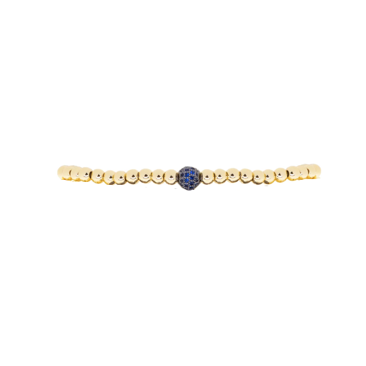 Stand with Israel Gold Ball Bracelet with Blue CZ Ball Bead