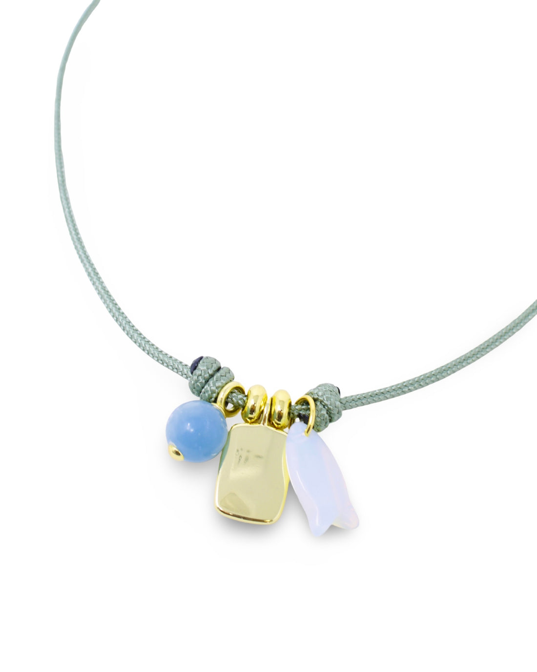 HH Perla x ELEVEN11 Spring Charm Necklace in Sage Green