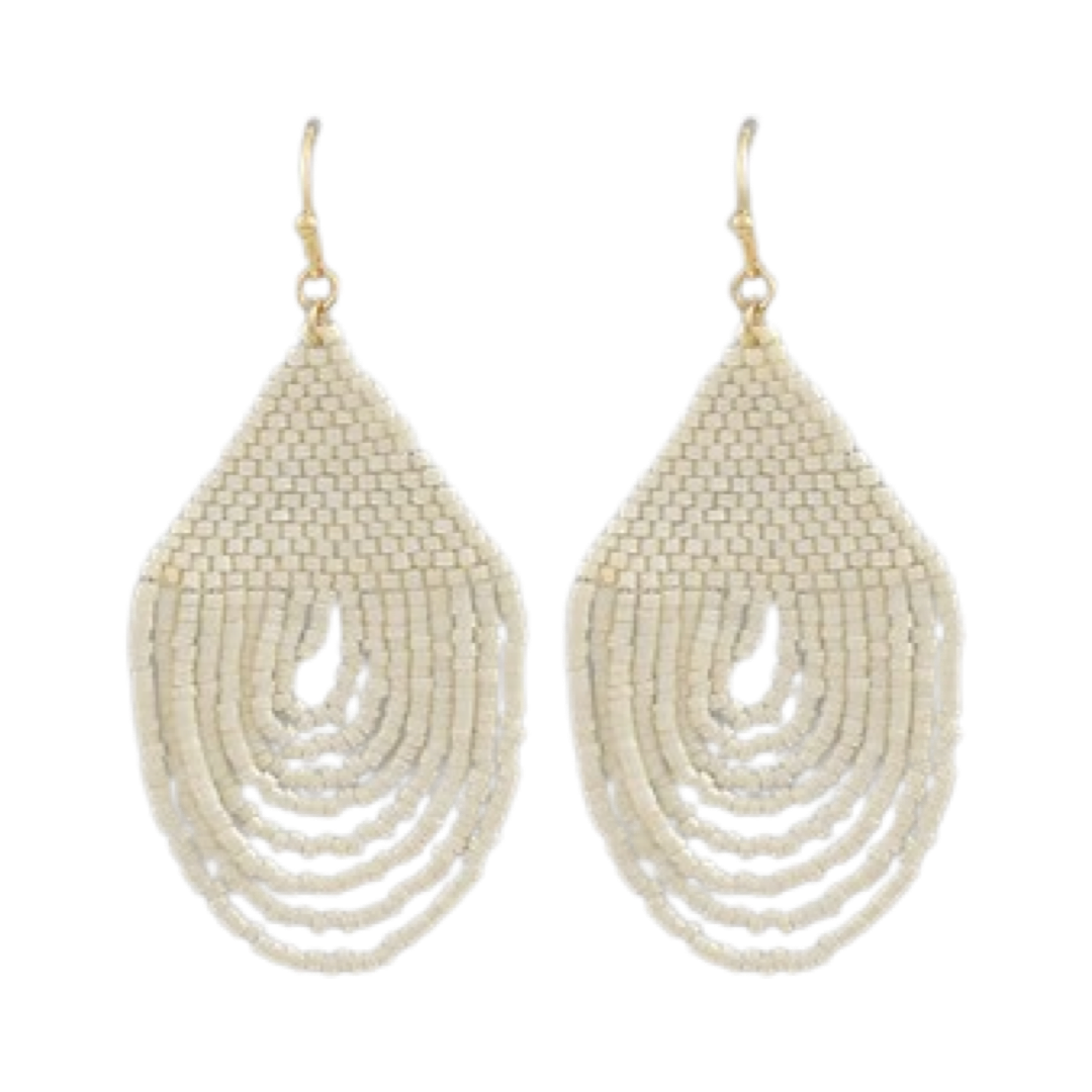 Caicos Seed Bead Earrings in Ivory