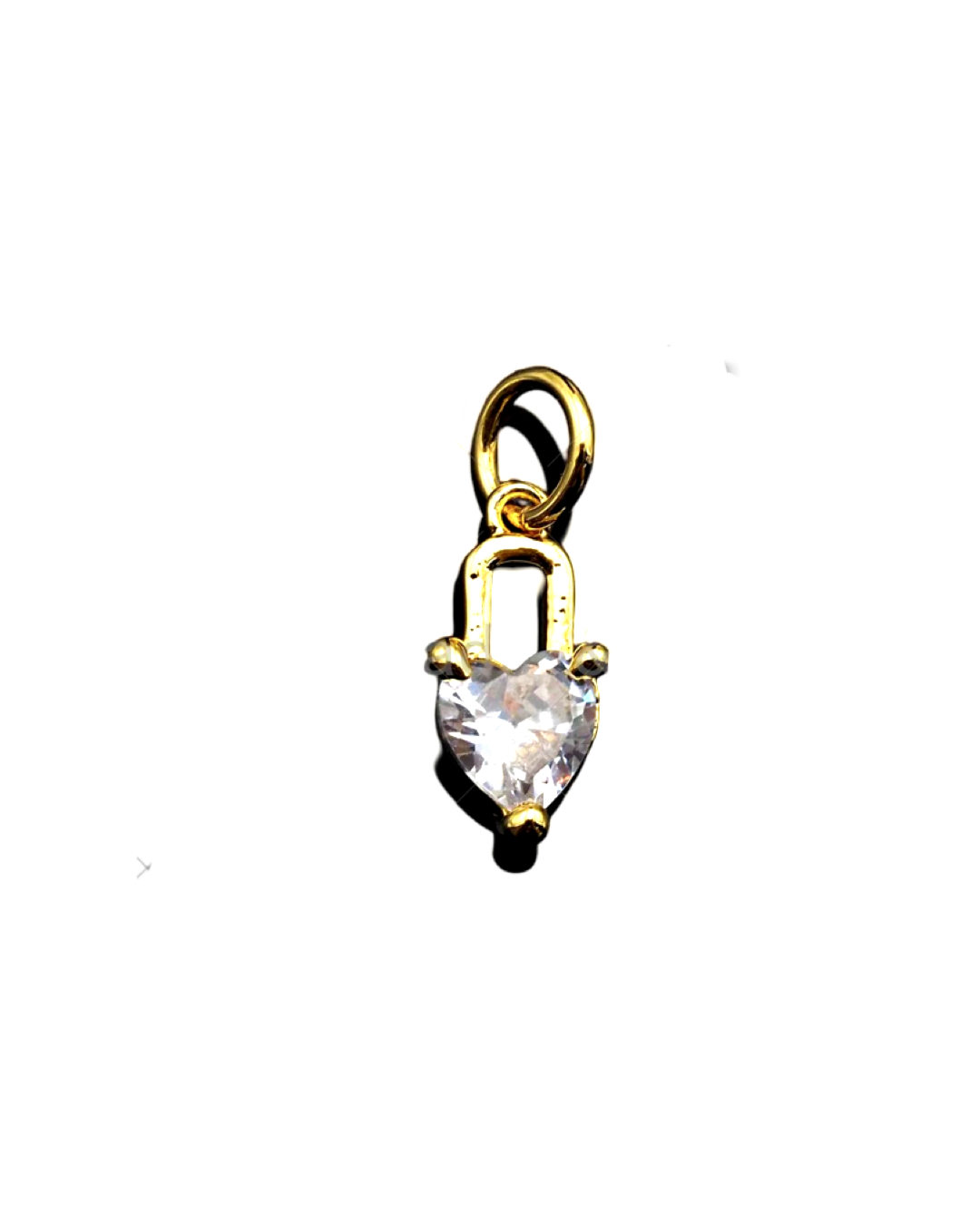 Charming CZ Heart Lock Charm in Gold