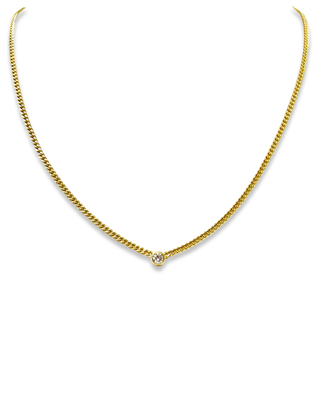 Brenda Cuban Solitaire Necklace in Gold