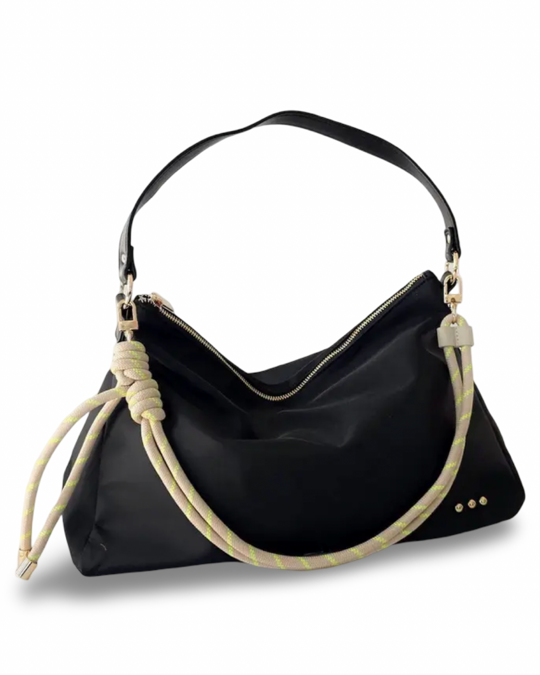 Nikki Nylon Slouchy Shoulder Bag in Black