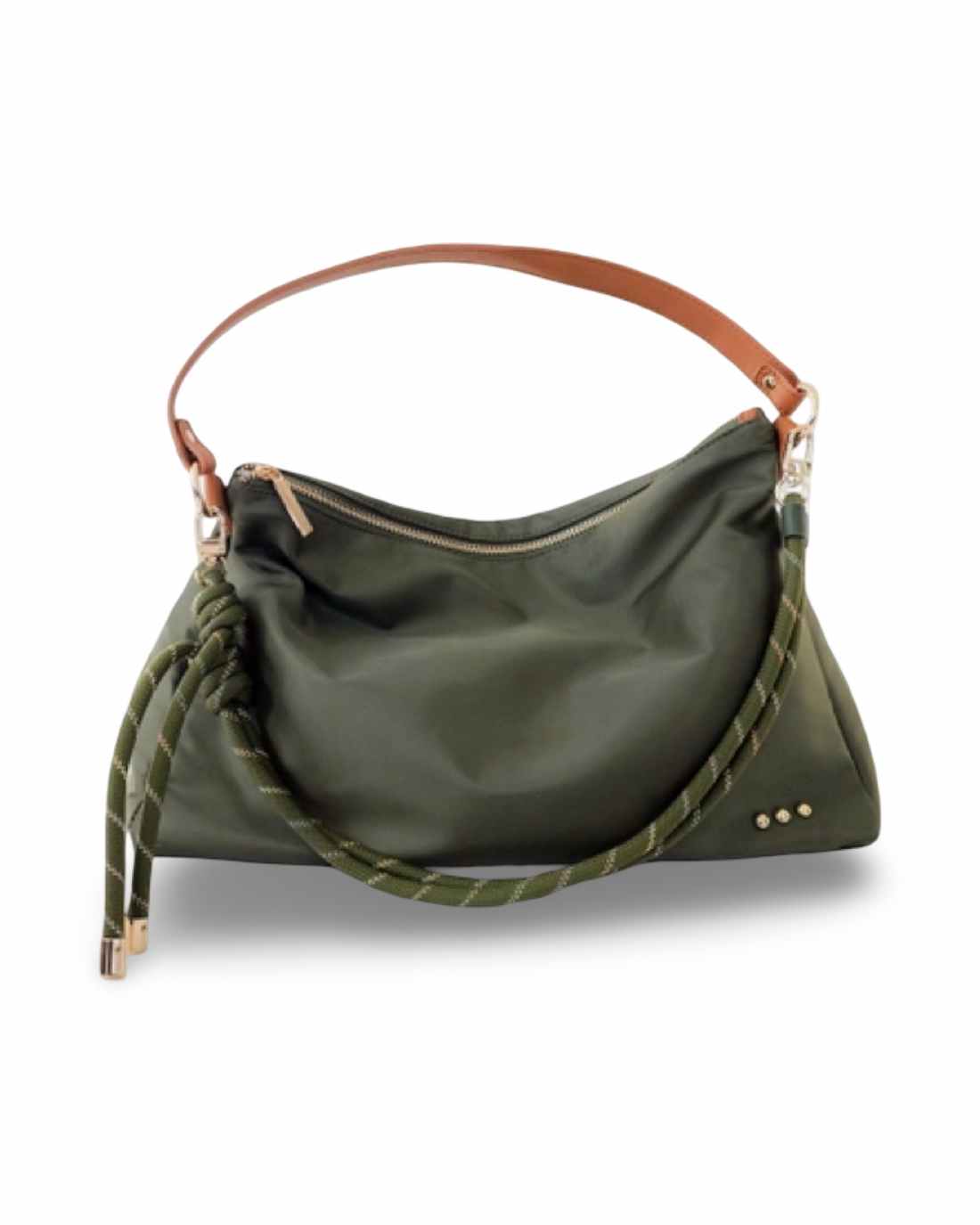 Nikki Nylon Slouchy Shoulder Bag in Olive