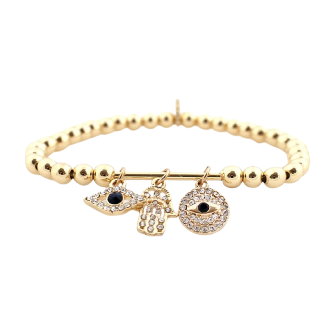 Stand with Israel Gold Ball Bracelet with Charms