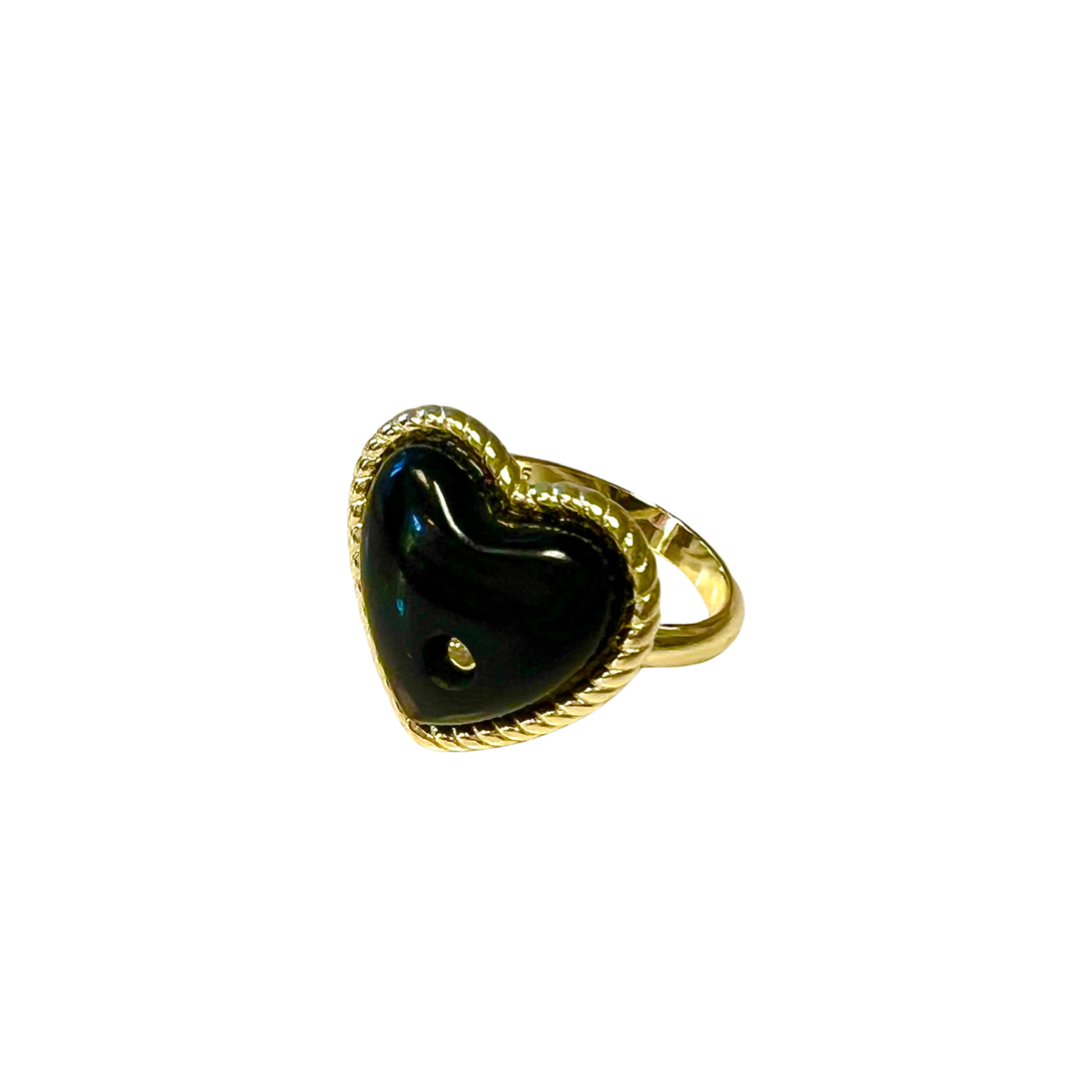 Lover Pinky Ring in Gold with Black